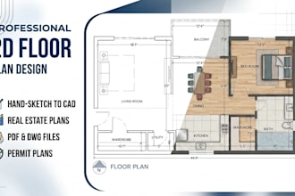 draw professional 2d floor plan in autocad with dimensions