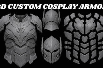 sculpt custom 3d cosplay armor, 3d mask helmet cosplay creation wearable cosplay
