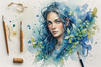 draw profeassonal watercolor portraitart illustrationfor you