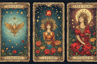 custom tarot card design oracle card zodiac card game illustration in any style