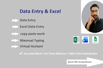 do accurate data entry, excel data entry, word data entry, copy paste and typing