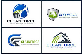 design a professional pressure washing and junk removal logo