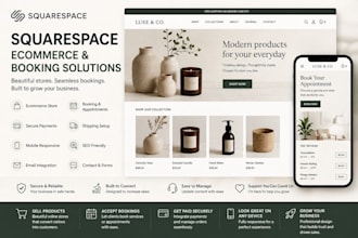 build squarespace ecommerce store, booking and online shop website, squarespace