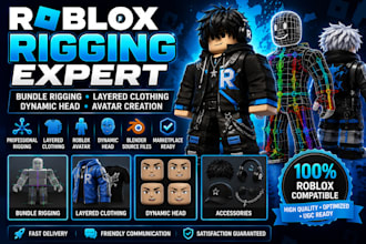 create professional roblox bundle rigging, layered clothing, dynamic heads
