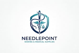 design a professional needles logo for sewing and medical brands