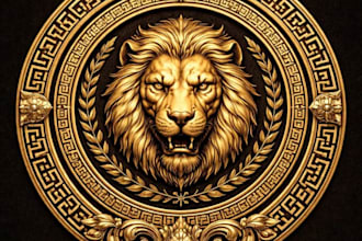 design luxury golden lion mascot logo for your brand