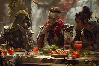 paint custom dnd party character artwork