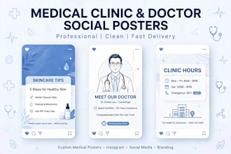 3 medical clinic and doctor social posters