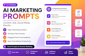 create ai marketing prompts for content, ads, social media