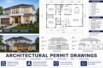 draw permit plans, architectural drawings, and autocad floor plans