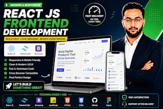 develop responsive react js frontend website using tailwind CSS