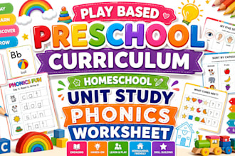 design play based preschool curriculum, homeschool unit study phonics worksheet