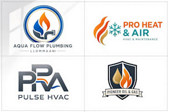 design original plumbing heating air conditioning hvac oil gas logo
