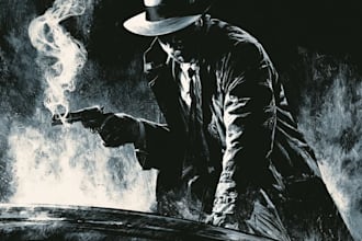 do  stunning noir detective comic book cover illustration