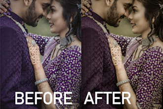 professional wedding photo editing with color correction