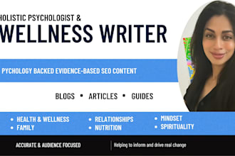 write articles on holistic health and wellness