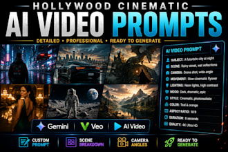 write cinematic ai video prompts for gemini, veo, any project