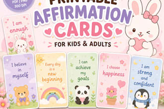 design printable affirmation cards for kids adults and etsy