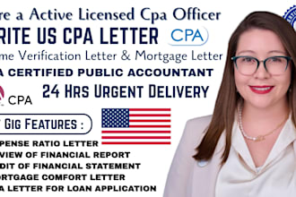 prepare US CPA letter, income verification and mortgage verification letter