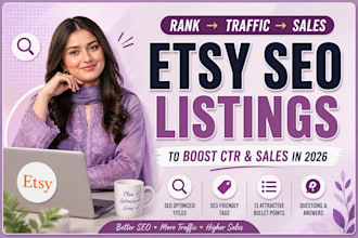 write SEO optimized etsy titles tages and descriptions
