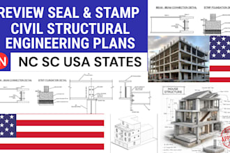 review seal and stamp nc sc civil structural engineering plan