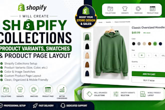 create shopify collections and product variants swatches and product pages