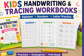 create kids educational, alphabet number tracing and handwriting workbooks