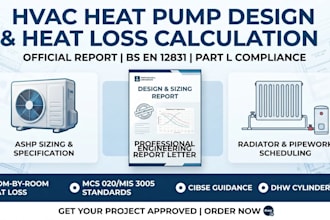 do air source heat pump design, heat loss calculation and hvac report