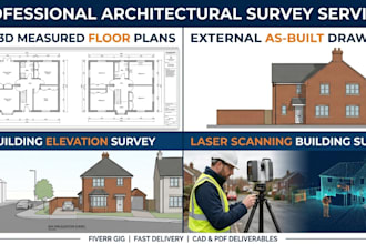 create measured building survey, floor plans, and external elevation drawings
