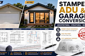 prepare stamped adu garage conversion architectural structural mep permit plans