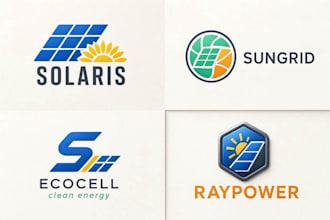 design attractive electrical solar panel, energy and power logo