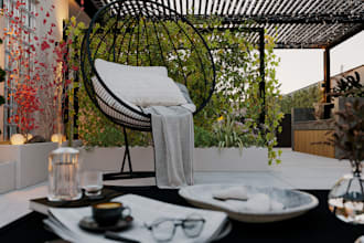 design and render realistic 3d roof garden and landscape
