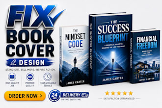 fix book cover design, hardcover kindle paper back cover and format amazon kdp