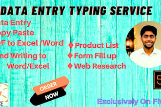 do any type of data entry and website research work