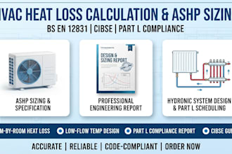 hvac heat loss calculation, ashp sizing, and part l compliance reports