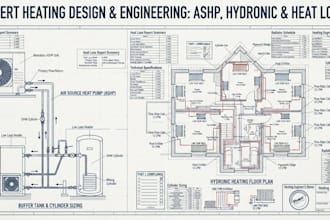 ashp design, heat loss report, and hydronic heating engineering