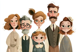 illustrate a romantic family couple portrait