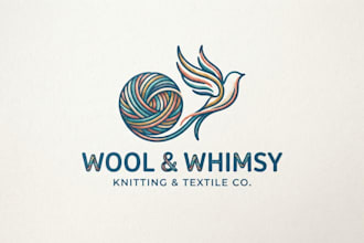 design a creative yarn logo for knitting and textile brands