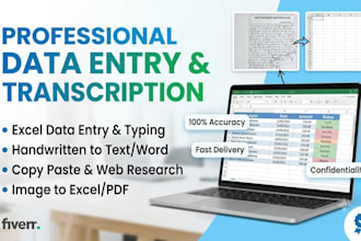 do excel data entry and handwriting document transcription