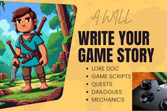 craft game narrative, plots, characters, dialogue, lore, and write game story