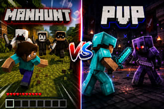 make epic minecraft manhunt and pvp thumbnail