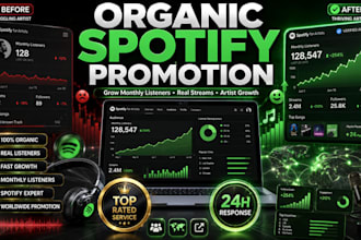 grow your spotify music organically for real monthly listeners, spotify streams