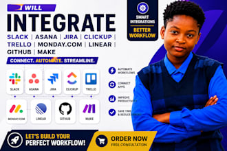 integrate slack asana jira clickup trello monday com linear github trello make