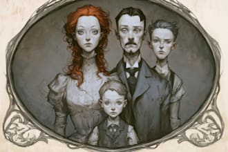 family portrait illustration and friendship portrait