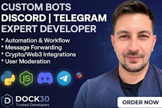 build custom telegram discord python bot for ai automation web scraping