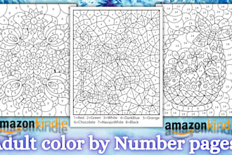 design amazing color by number pages for kids and adults