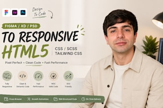 convert figma, xd or PSD to responsive HTML with CSS or tailwind CSS