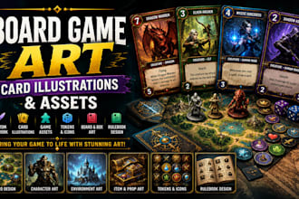 create board game art card illustrations and assets