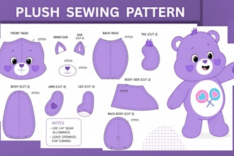 design for you a creative character and can turn into plush toy sewing pattern