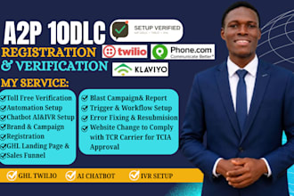 register ghl a2p 10dlc, twilio toll free, ai chatbot ivr setup ai receptionist